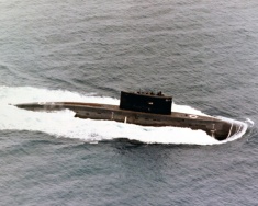 Kilo class patrol submarine underway