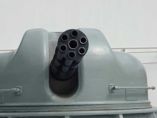 An Ak-630M Gatling gun with it's 6 barrels visible